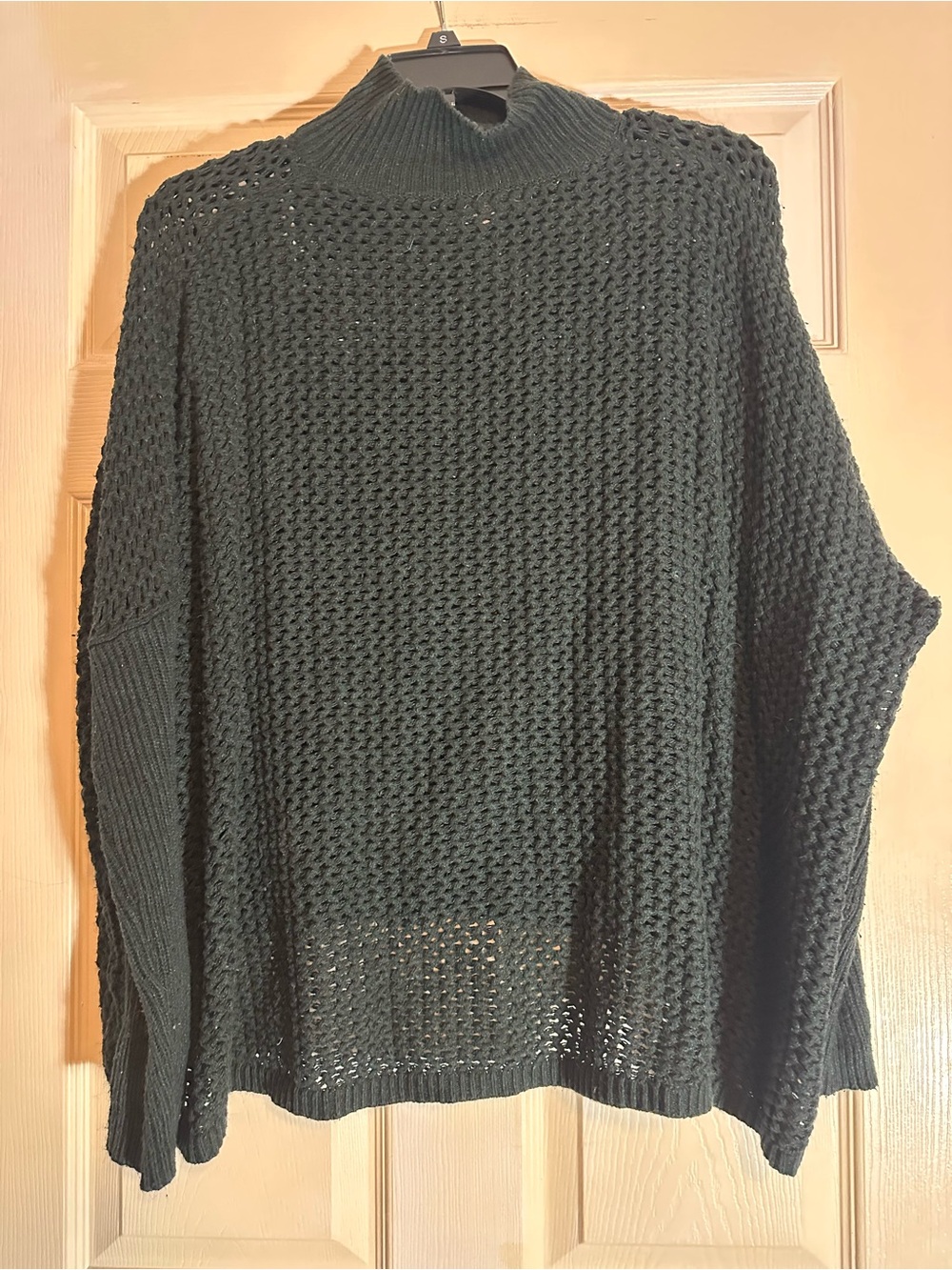 LOFT Dark Green Chunky Knit Mock Turtleneck Sweater